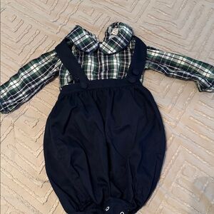 Plaid and Navy Kids Matching Set